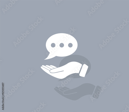 Vector icon of white color with shadow on gray background