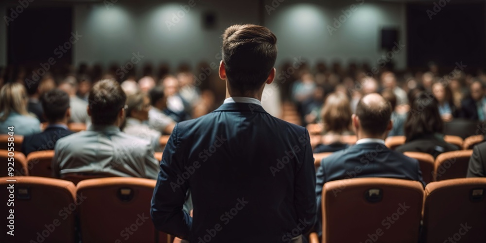 A young businessman asks a question during a business lecture in the conference room A young businessman asks a question during a business lecture in the conference room