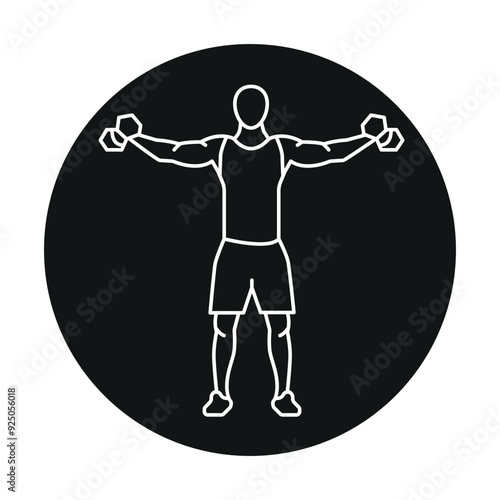 Lateral Raises line icon. Vector isolated element.