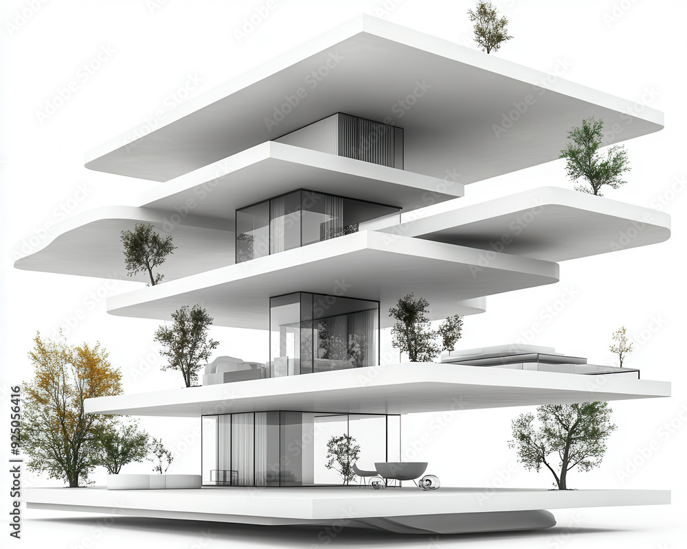 Fototapeta premium Professional 3d generated unique house architecture, ad mockup, isolated on a white background.