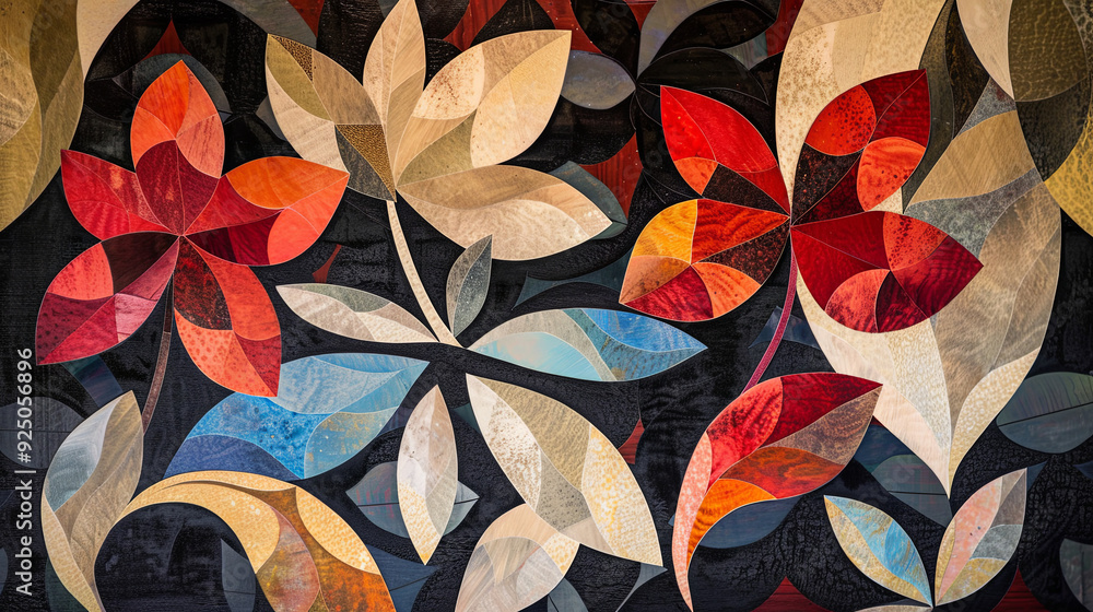 An elegant abstract design with botanical leaves in warm earthy tones. An elegant abstract design with botanical leaves in warm earthy tones.