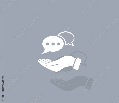 Vector icon of white color with shadow on gray background