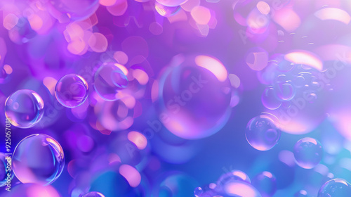 Abstract circular spheres, purple and blue gradient, soft light background 