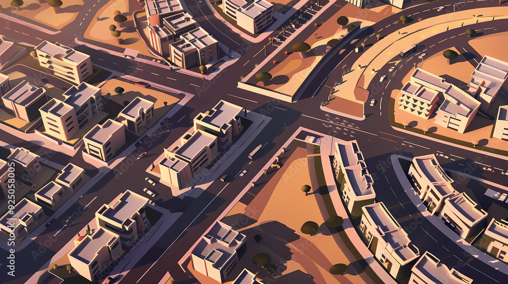 Drone view of Desert city ,vector image style Drone view of Desert city ,vector image style