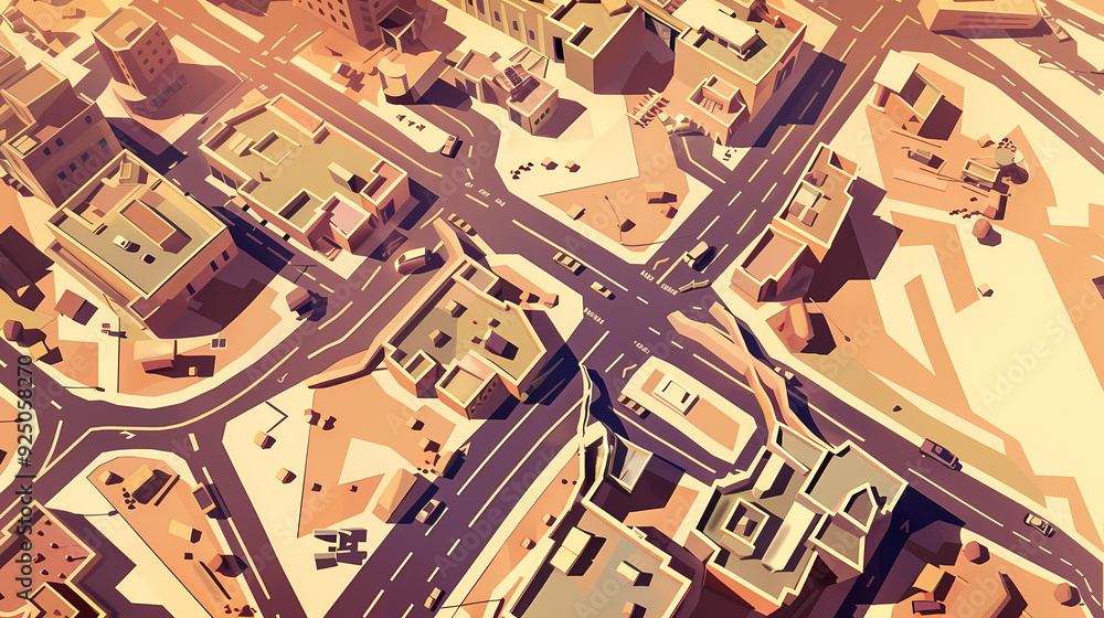 Fototapeta premium Drone view of Desert city ,vector image style