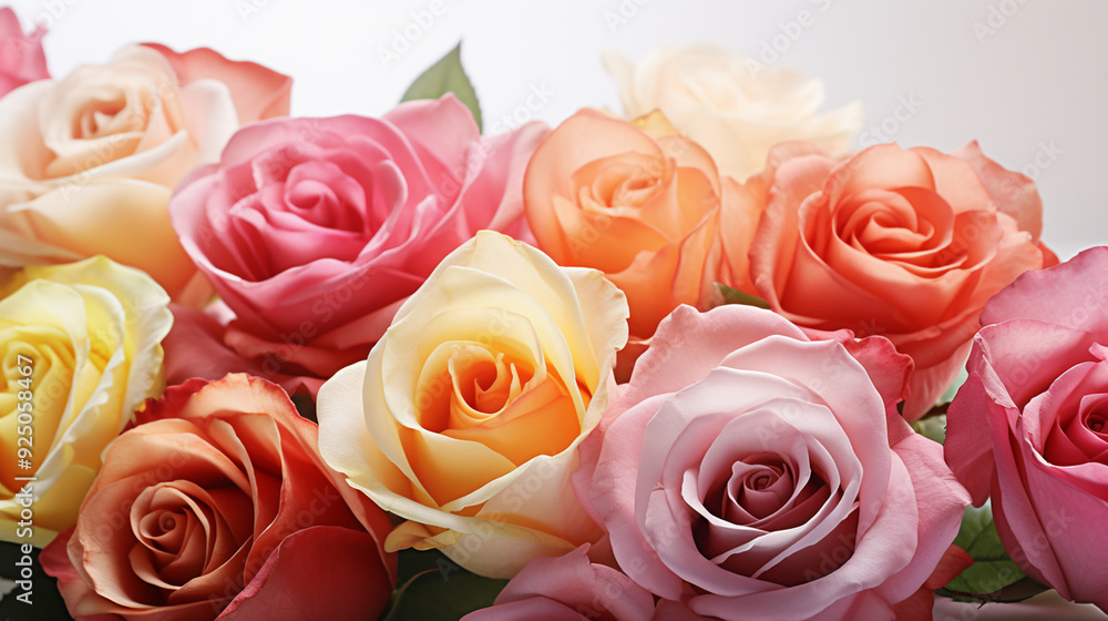 A stunning collection of colorful roses set against a pristine white background. Ideal for weddings, floral arrangements, and decorative projects. A stunning collection of colorful roses set against a pristine white background. Ideal for weddings, floral arrangements, and decorative projects.