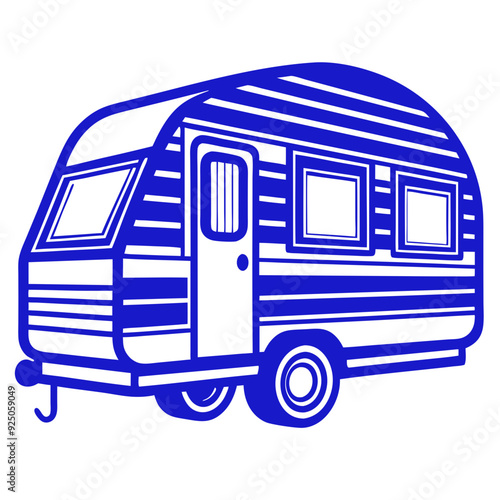 blue camper isolated vector