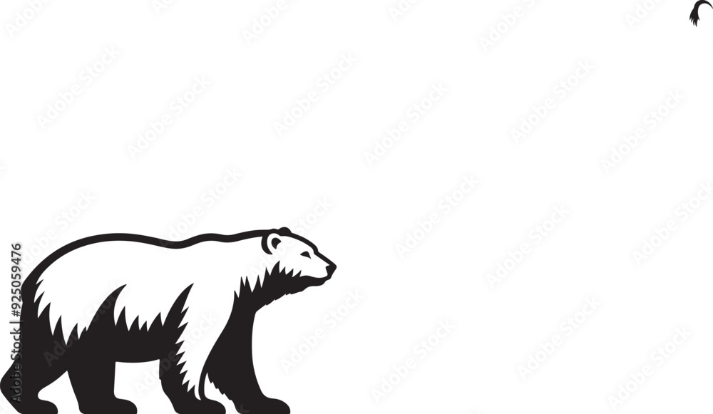 Fototapeta premium Polar bear silhouette vector art illustration