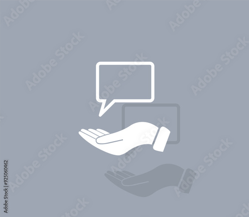 Vector icon of white color with shadow on gray background