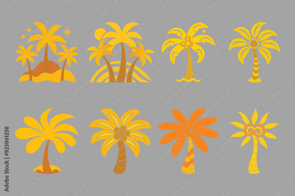 Groovy Retro Palm Tree Icon 60s 70s Style Hand-Drawn Tree Doodle Abstract Vector Tree Illustration Groovy Retro Palm Tree Icon 60s 70s Style Hand-Drawn Tree Doodle Abstract Vector Tree Illustration