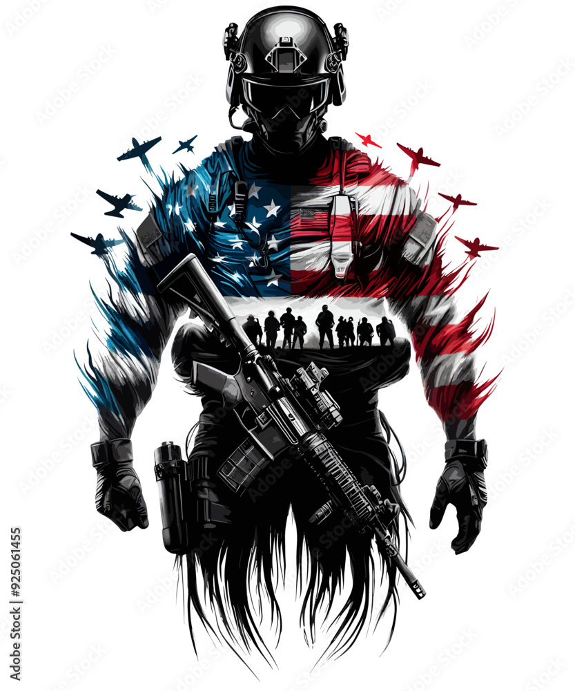 Naklejka premium American Patriot Soldier military Army