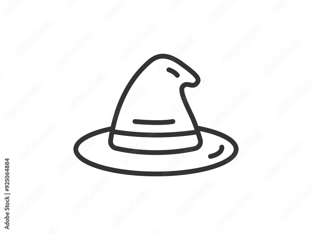 Fototapeta premium 魔女の帽子のアイコン（線画）のイラスト