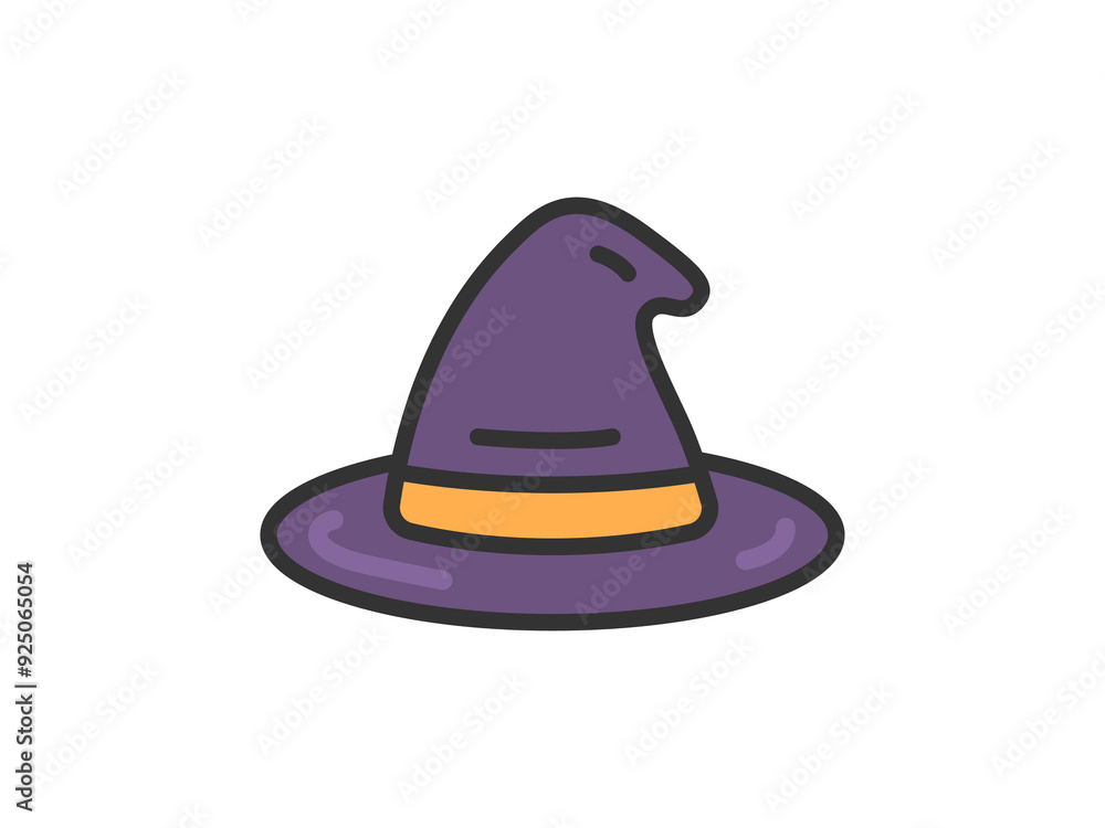 Fototapeta premium 魔女の帽子のアイコン(線画カラー)のイラスト