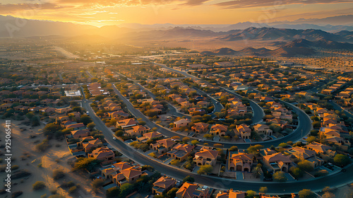 Drone view of Desert city ,vector image style