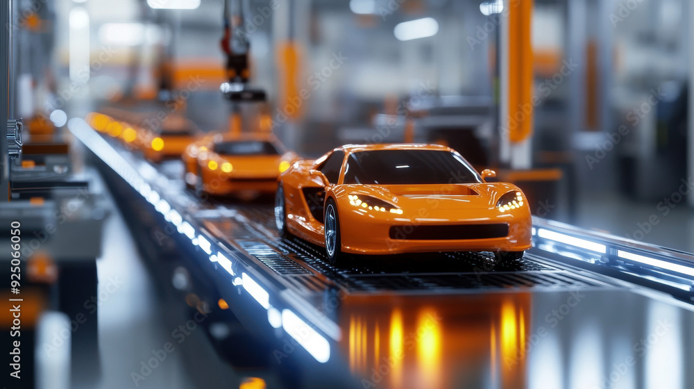 Automated assembly line producing cars with precision and efficiency Automated assembly line producing cars with precision and efficiency