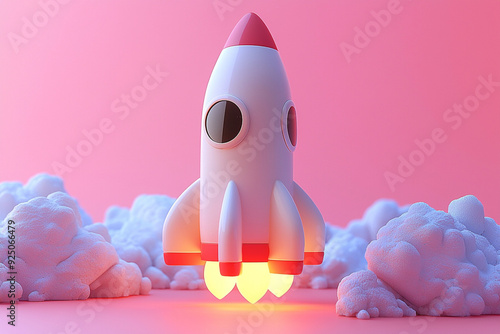3 D Rocket. Children's illustration.