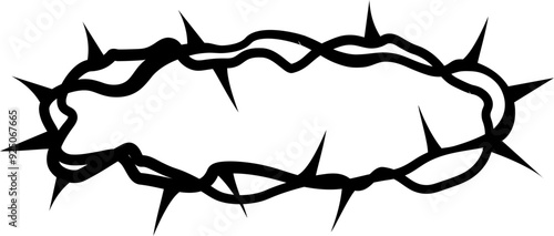 Thorn crown sign. Silhouette style.