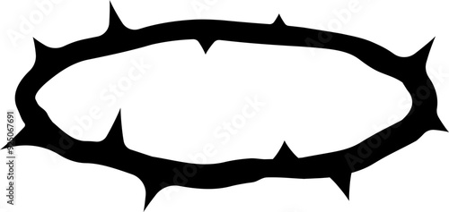 Thorn crown symbol. Silhouette sign.