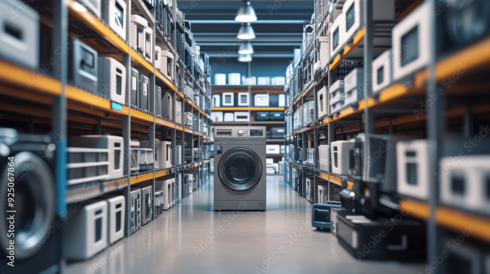 Obraz premium Automated storage and retrieval system for home appliance inventory management