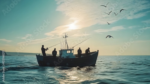 boat on the sea fishing 