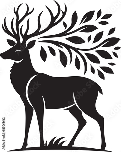  A deer silhouette captures the elegant outline of a deer, emphasizing its antlers and stance.