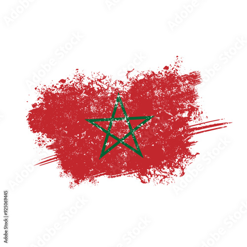 Quadro em tela morocco flag, moroccan flag with grunge effect - vector illustration