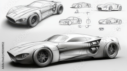 Automobile design process from sketches to 3D modeling and prototype