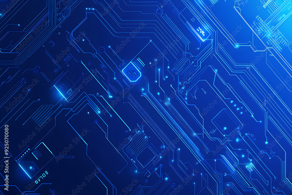 Futuristic vector illustration of a blue circuit board with intricate digital tech elements, perfect for advanced technology backgrounds. Futuristic vector illustration of a blue circuit board with intricate digital tech elements, perfect for advanced technology backgrounds.