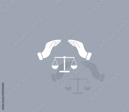 Vector icon of white color with shadow on gray background