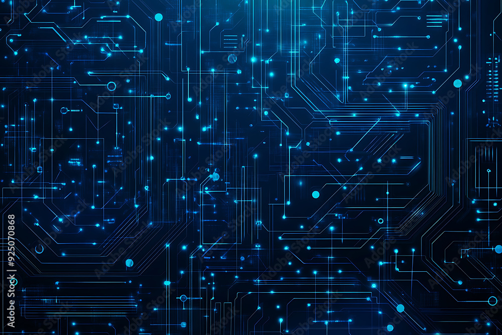 Futuristic vector illustration of a blue circuit board with intricate digital tech elements, perfect for advanced technology backgrounds. Futuristic vector illustration of a blue circuit board with intricate digital tech elements, perfect for advanced technology backgrounds.