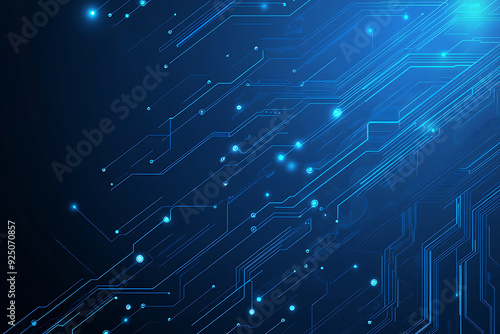 Futuristic vector illustration of a blue circuit board with intricate digital tech elements, perfect for advanced technology backgrounds.