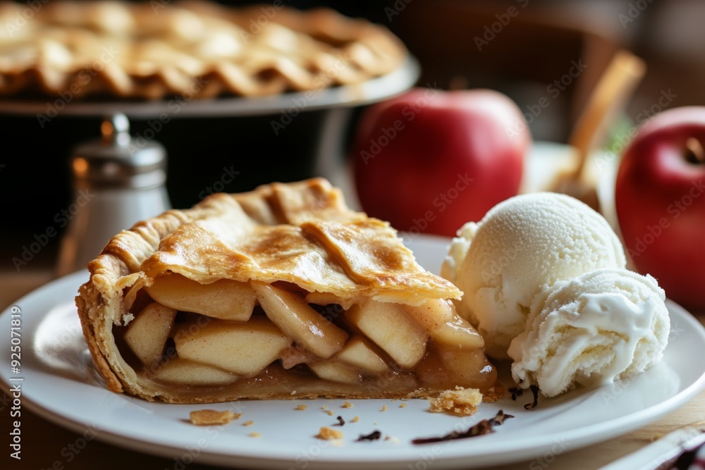 a warm apple pie with flaky crust