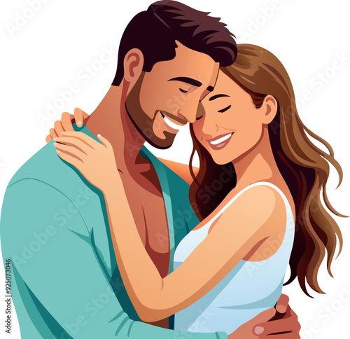Young couple embracing each other tenderly while smiling-