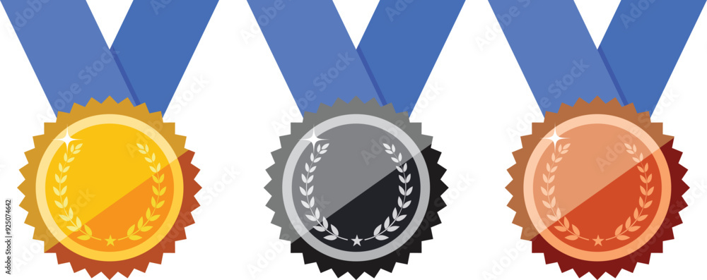 Three medal with gold medal and silver, bronze medal. vector eps10 Three medal with gold medal and silver, bronze medal. vector eps10