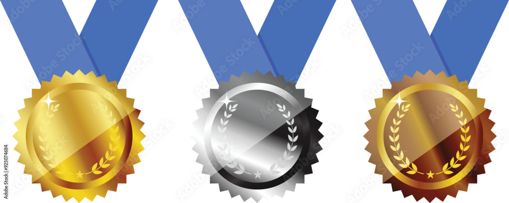Three medal with gold medal and silver, bronze medal. vector eps10 Three medal with gold medal and silver, bronze medal. vector eps10