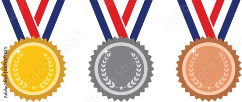 Three medal with gold medal and silver, bronze medal. vector eps10
