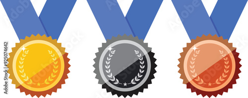 Three medal with gold medal and silver, bronze medal. vector eps10