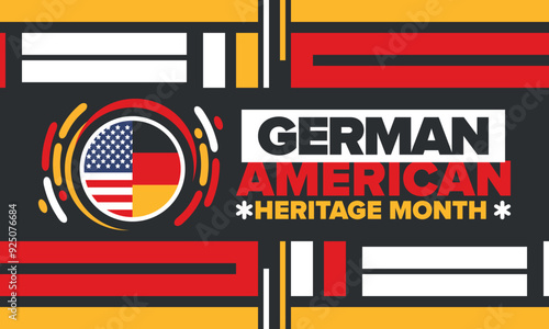 German-American Heritage Month. Happy holiday celebrate annual in October. Germany and United States flag. Culture month. Patriotic design. Poster, card, banner, template. Vector illustration