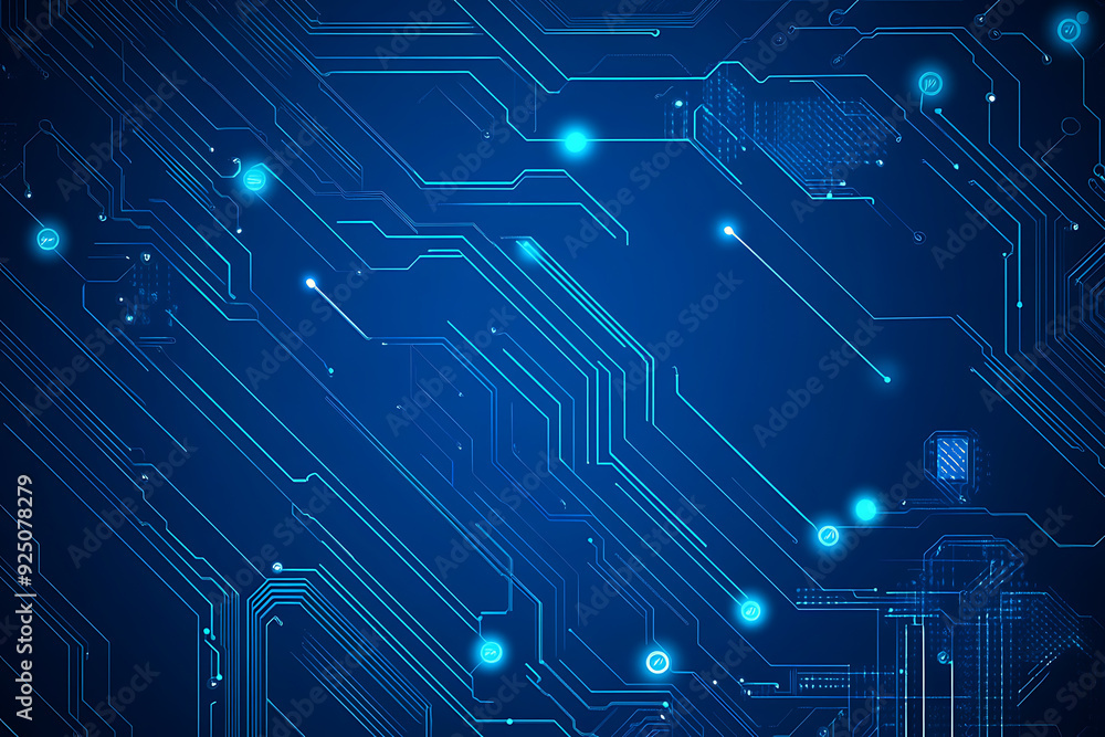 Futuristic vector illustration of a blue circuit board with intricate digital tech elements, perfect for advanced technology backgrounds. Futuristic vector illustration of a blue circuit board with intricate digital tech elements, perfect for advanced technology backgrounds.