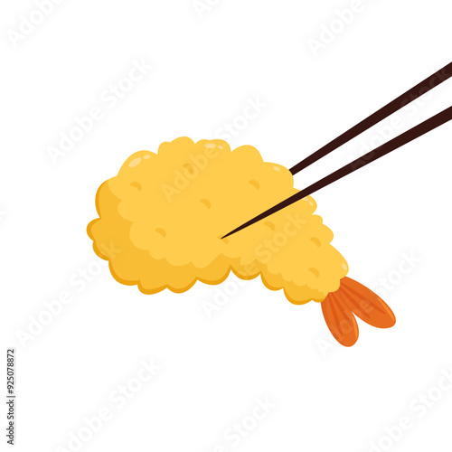 Tempura fried shrimp vector isolated illustration. Tempura fried shrimp on white background.