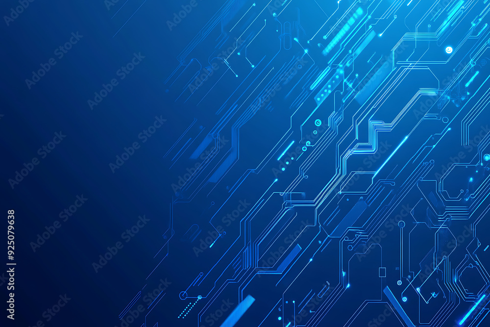 Futuristic vector illustration of a blue circuit board with intricate digital tech elements, perfect for advanced technology backgrounds. Futuristic vector illustration of a blue circuit board with intricate digital tech elements, perfect for advanced technology backgrounds.