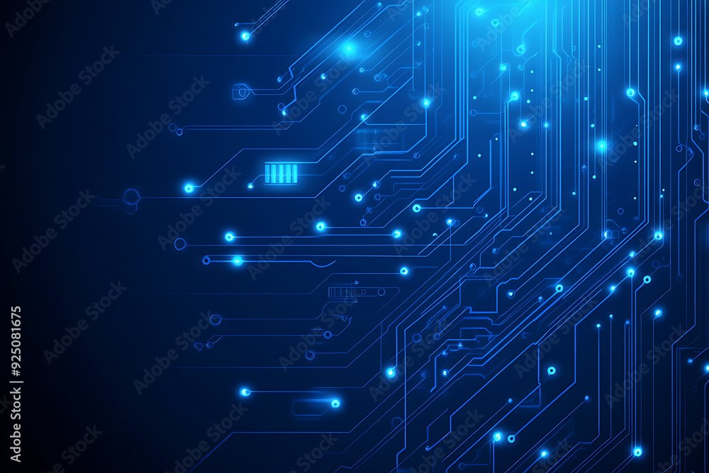 Futuristic vector illustration of a blue circuit board with intricate digital tech elements, perfect for advanced technology backgrounds. Futuristic vector illustration of a blue circuit board with intricate digital tech elements, perfect for advanced technology backgrounds.