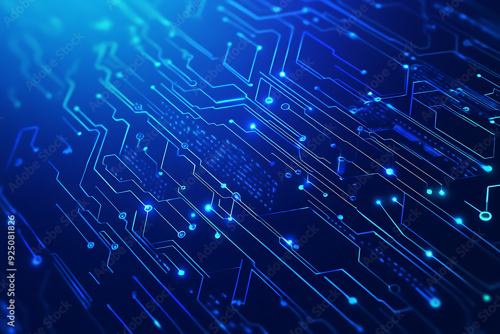Futuristic vector illustration of a blue circuit board with intricate digital tech elements, perfect for advanced technology backgrounds. Futuristic vector illustration of a blue circuit board with intricate digital tech elements, perfect for advanced technology backgrounds.