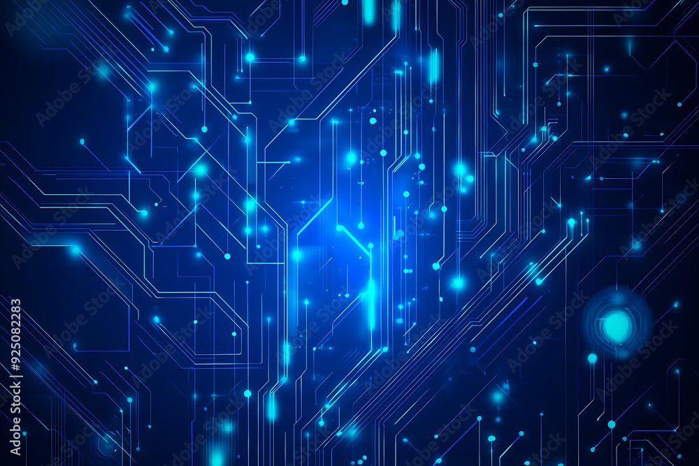 Futuristic vector illustration of a blue circuit board with intricate digital tech elements, perfect for advanced technology backgrounds. Futuristic vector illustration of a blue circuit board with intricate digital tech elements, perfect for advanced technology backgrounds.
