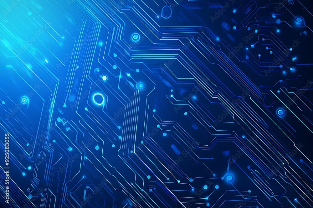 Futuristic vector illustration of a blue circuit board with intricate digital tech elements, perfect for advanced technology backgrounds. Futuristic vector illustration of a blue circuit board with intricate digital tech elements, perfect for advanced technology backgrounds.