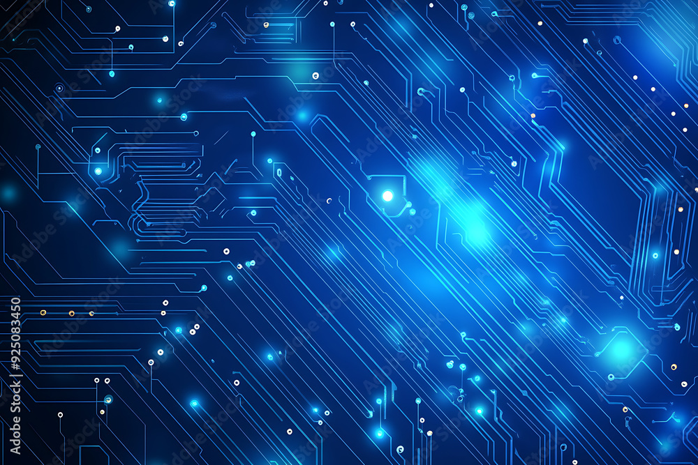 Futuristic vector illustration of a blue circuit board with intricate digital tech elements, perfect for advanced technology backgrounds. Futuristic vector illustration of a blue circuit board with intricate digital tech elements, perfect for advanced technology backgrounds.