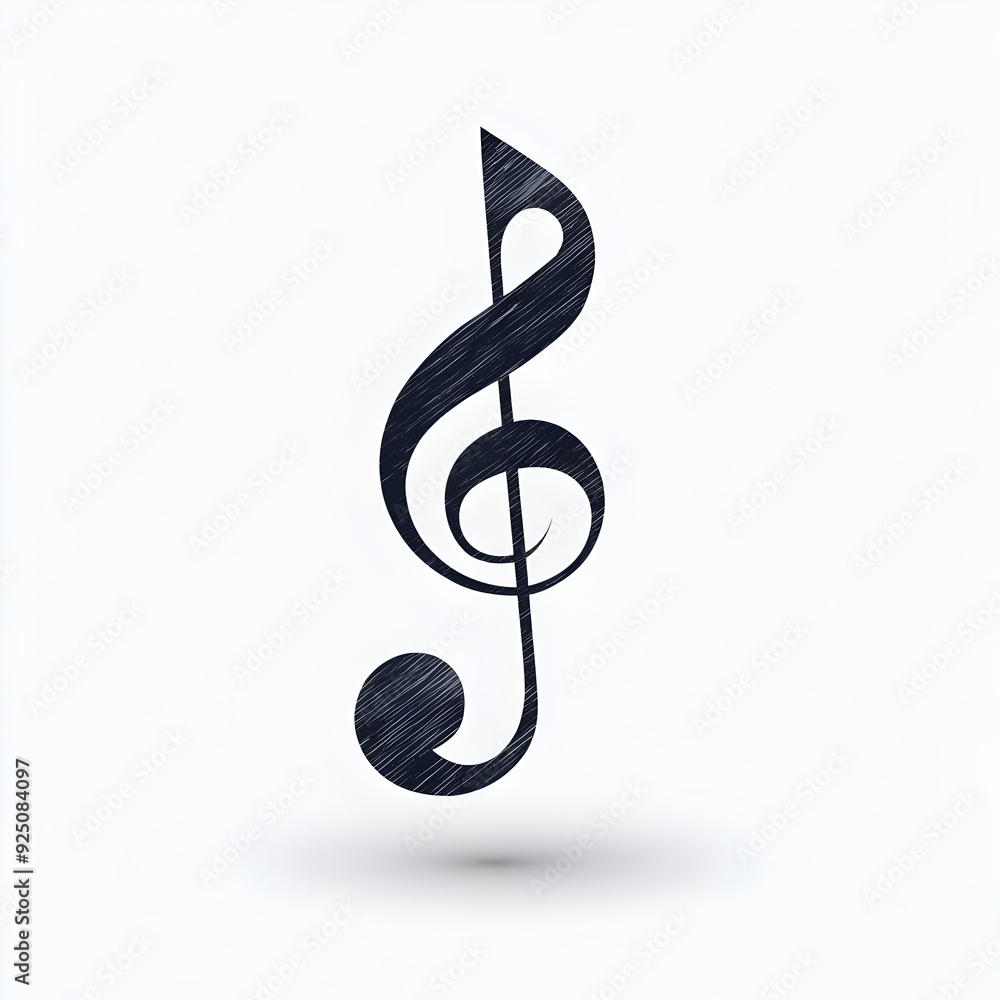 Minimalist Musical Note on Plain White Background Minimalist Musical Note on Plain White Background