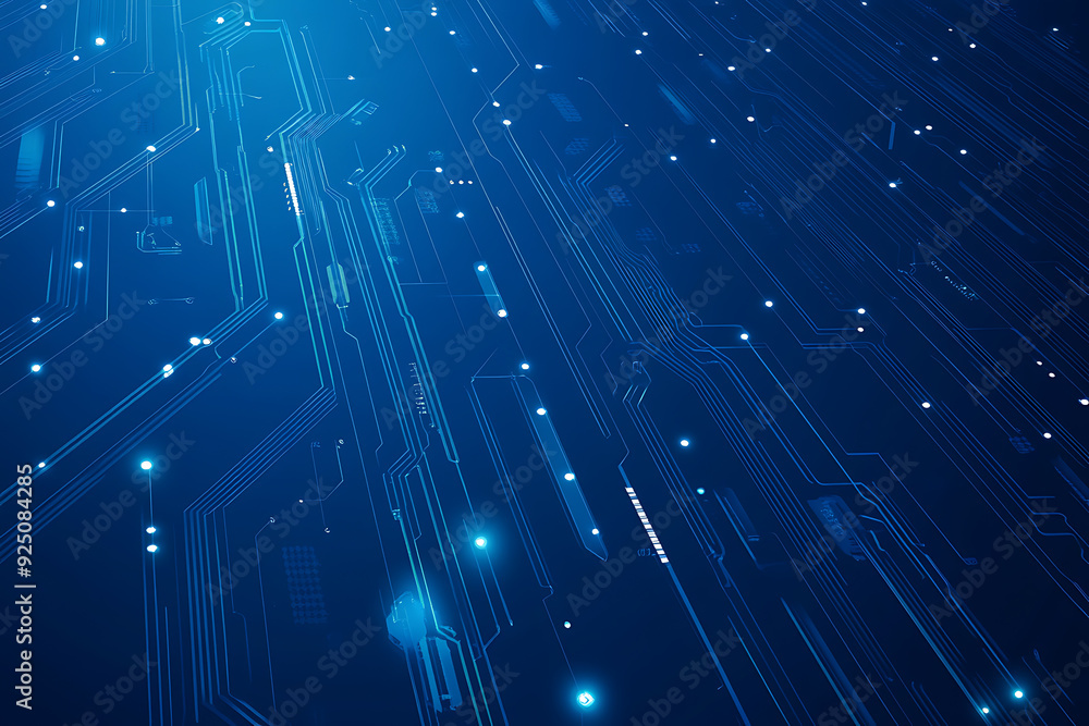 Futuristic vector illustration of a blue circuit board with intricate digital tech elements, perfect for advanced technology backgrounds. Futuristic vector illustration of a blue circuit board with intricate digital tech elements, perfect for advanced technology backgrounds.