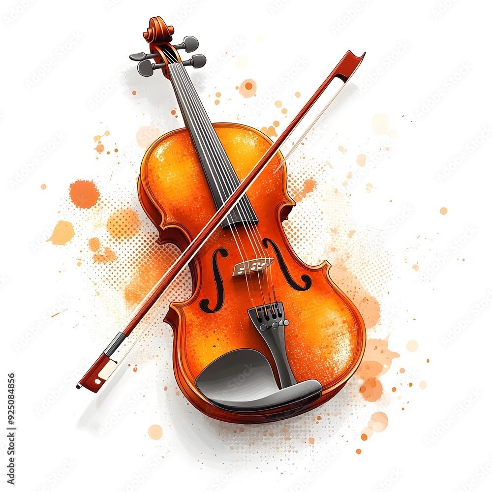 Fototapeta premium Elegant Violin with Bow in Art