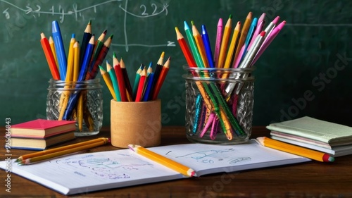 School office supplies various stationery pencils felt